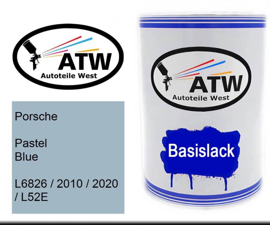 Porsche, Pastel Blue, L6826 / 2010 / 2020 / L52E: 500ml Lackdose, von ATW Autoteile West.